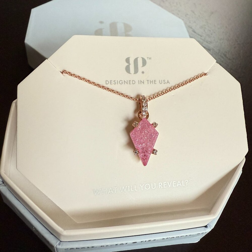 NEW Bomb Party Necklace NK91763 'Freedom's Flame' Pink Ice Crystal on Rose Gold